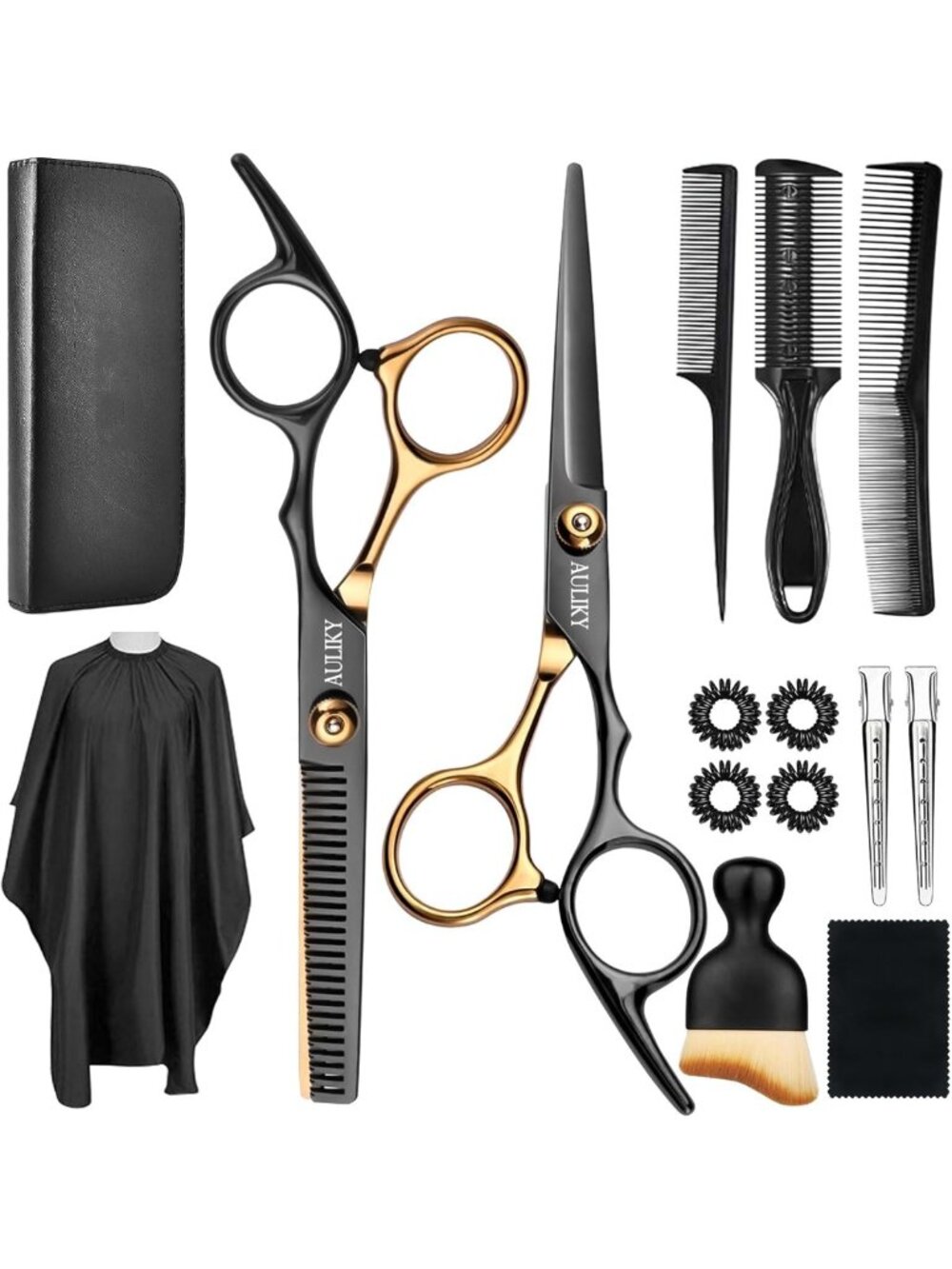 Professional Hair Cutting Scissors Set - 15 Pcs Stainless Steel Shears for All